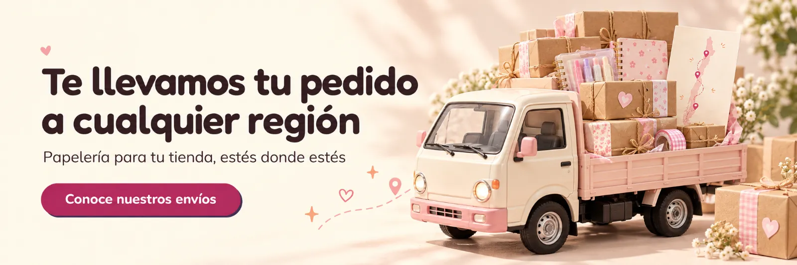 Te llevamos tu pedido a cualquier región. Papelería para tu tienda, estés donde estés. Conoce nuestros envíos