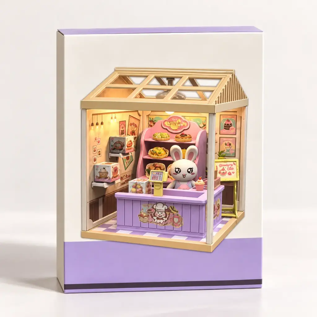 Kit Mini Escenario Armable Pastelería de Conejito con Luz