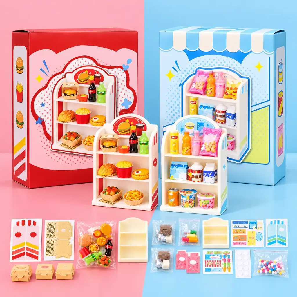 Mini Escenario Armable Tienda de Comida y Snacks Kawaii