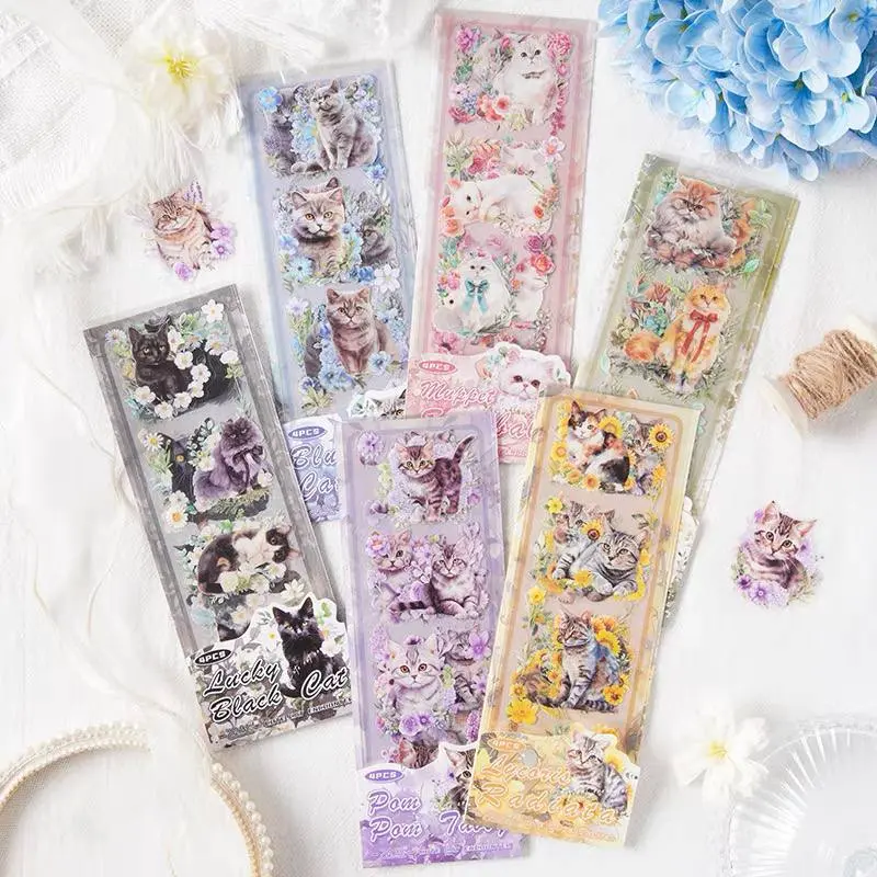 Álbum de Stickers Gatitos Florales 4 Hojas