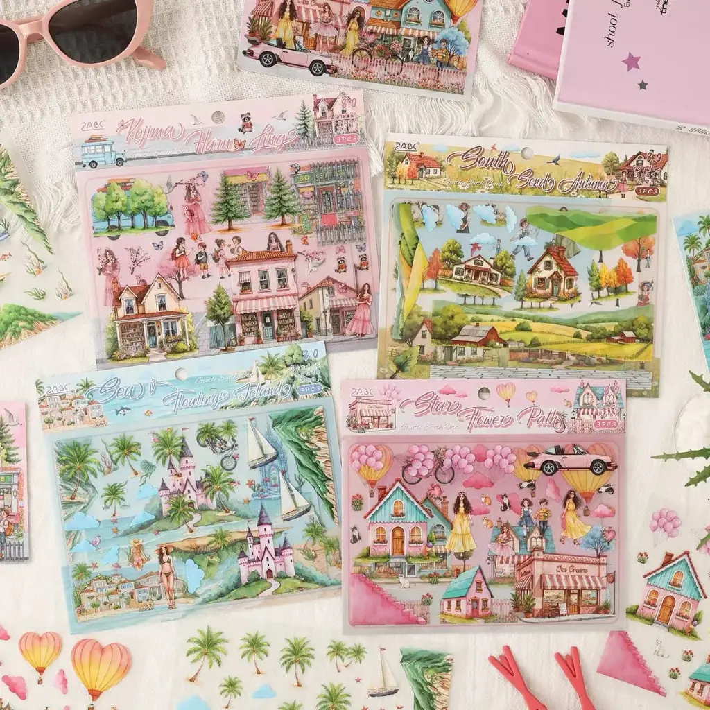  Stickers Escenario de Mujer 3 Hojas
