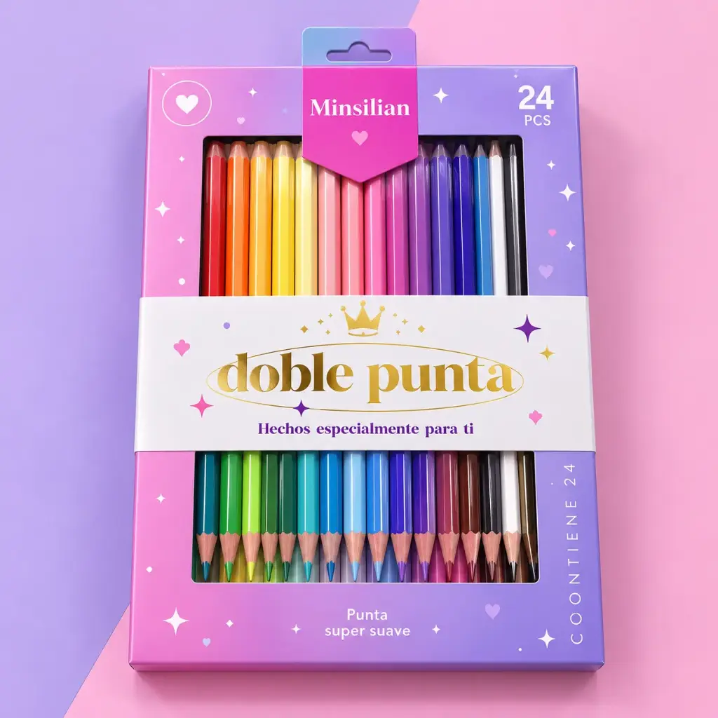 Set de 24 Colores en Lápices de Madera Doble Punta 