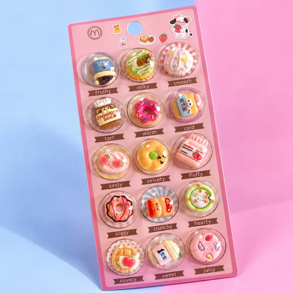 Tarjeta de 15 Stickers 3D  kawaii