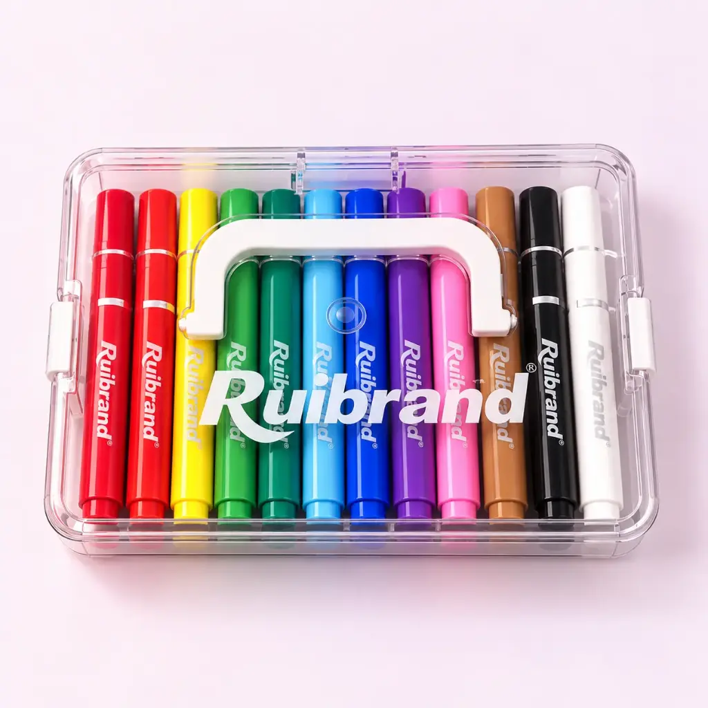 Set de 12 Plumones de Colores con Maletín Transparente 