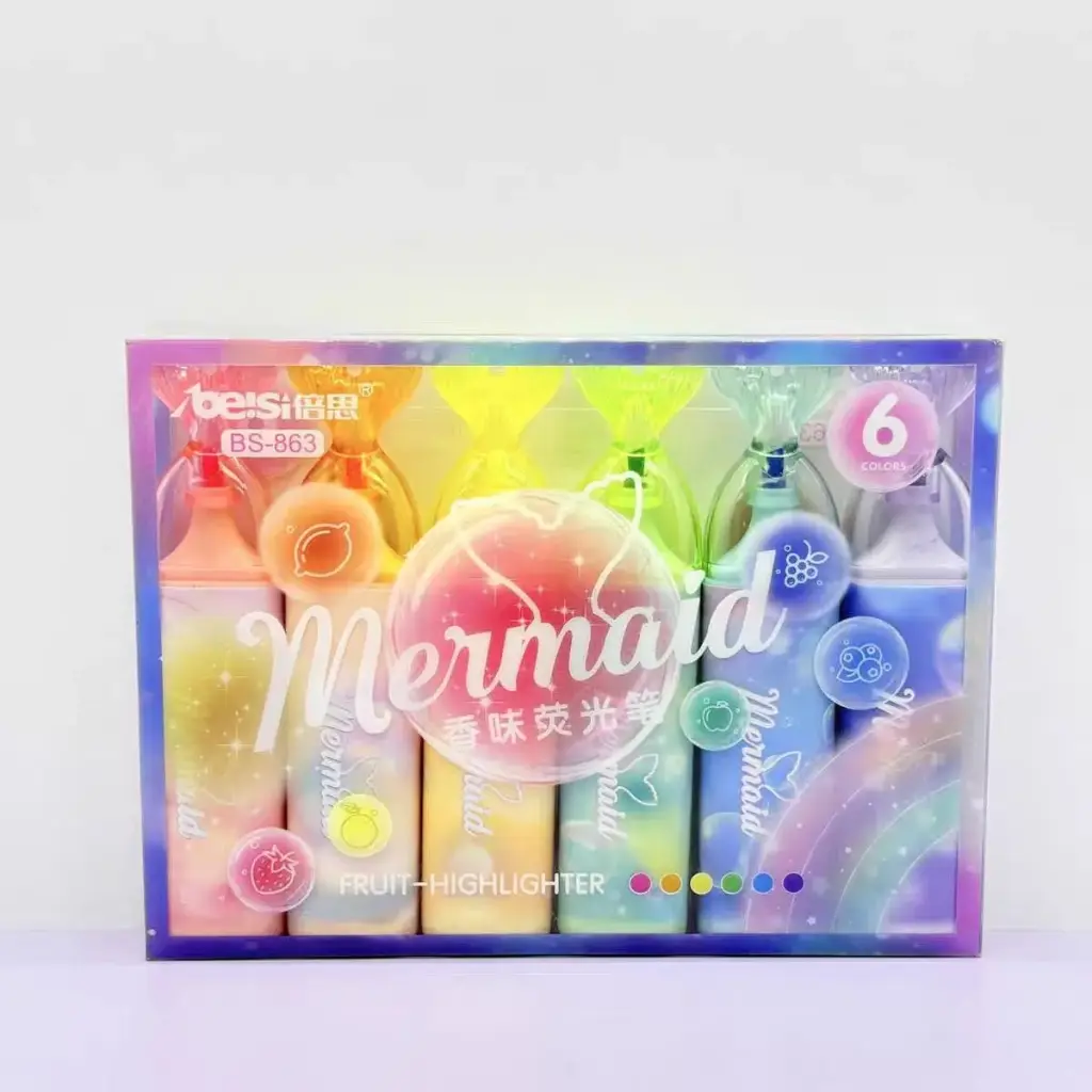 Set de 6 Destacadores Sirena con Aroma a Frutas