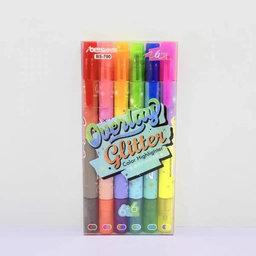 Set de 6 Lápices Neon Glitter Doble Punta