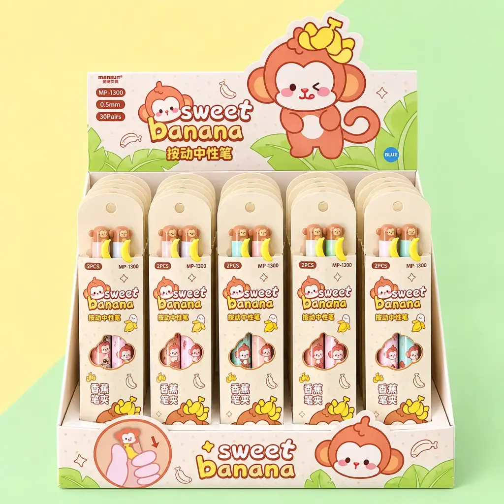Set de 2 Lápices Gel Monito Kawaii