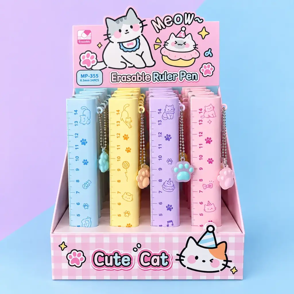 Lápiz Gel Borrable Gatito con Regla 