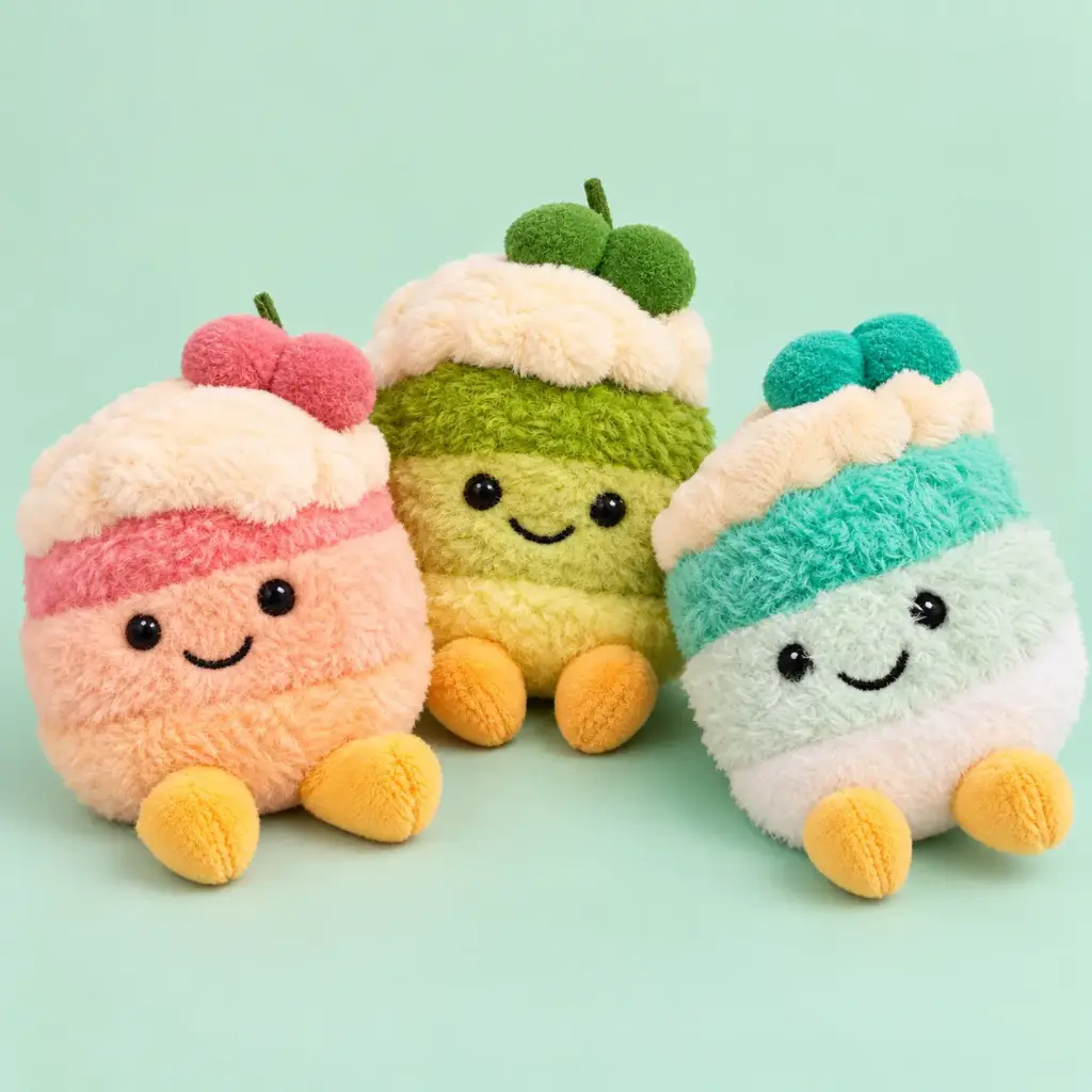 Llavero de Peluche Pastelito de Cereza