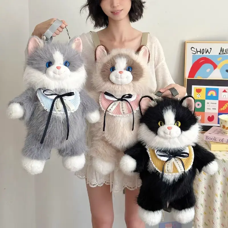 Mochila de Peluche Gatito con Lazo