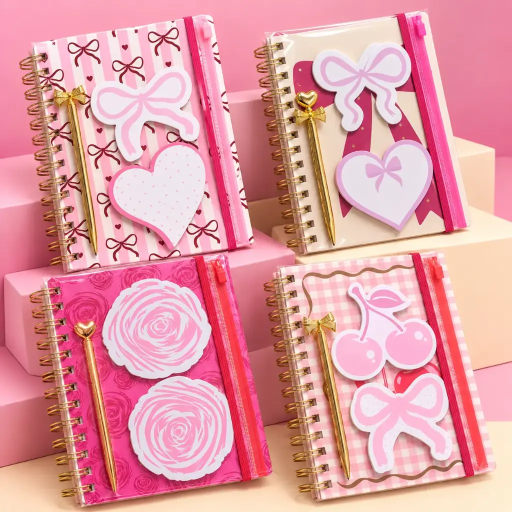 Set de Libreta Coquette con Lápiz y Notas Adhesivas
