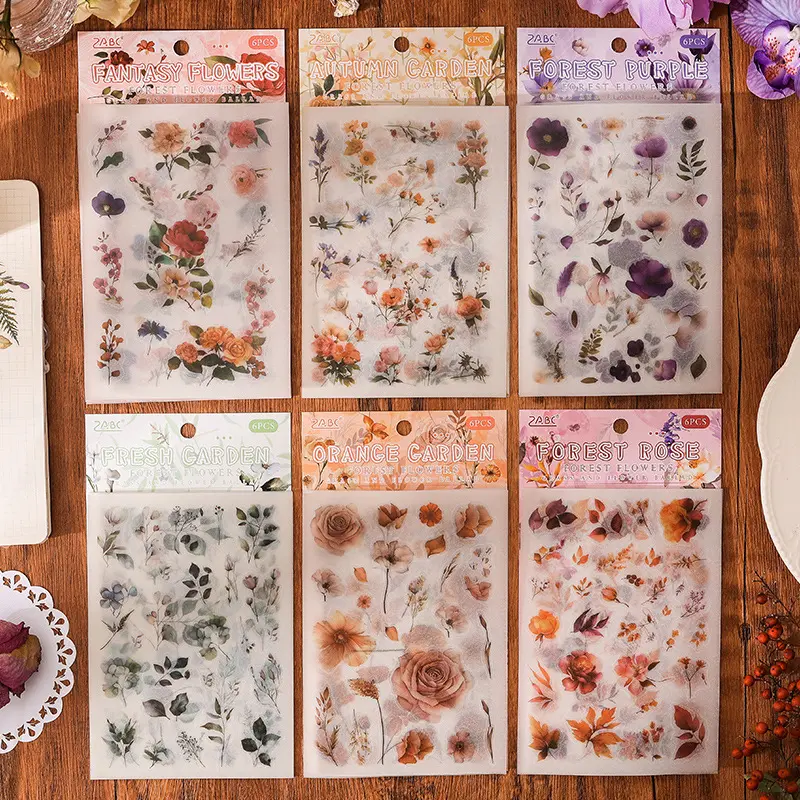 Stickers Hojas Blancas con Flores