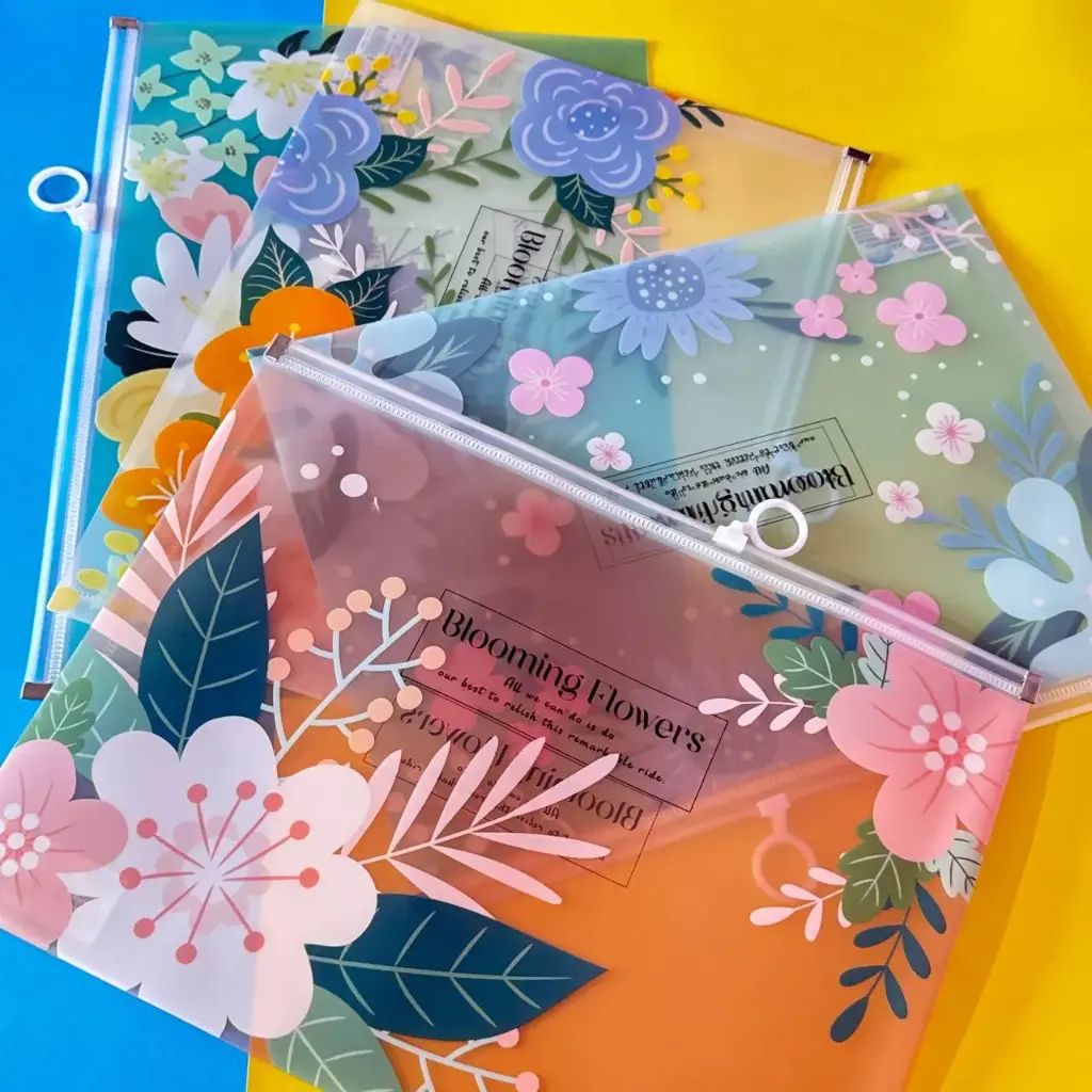 Bolsa Carpeta con Cremallera Diseño Flor