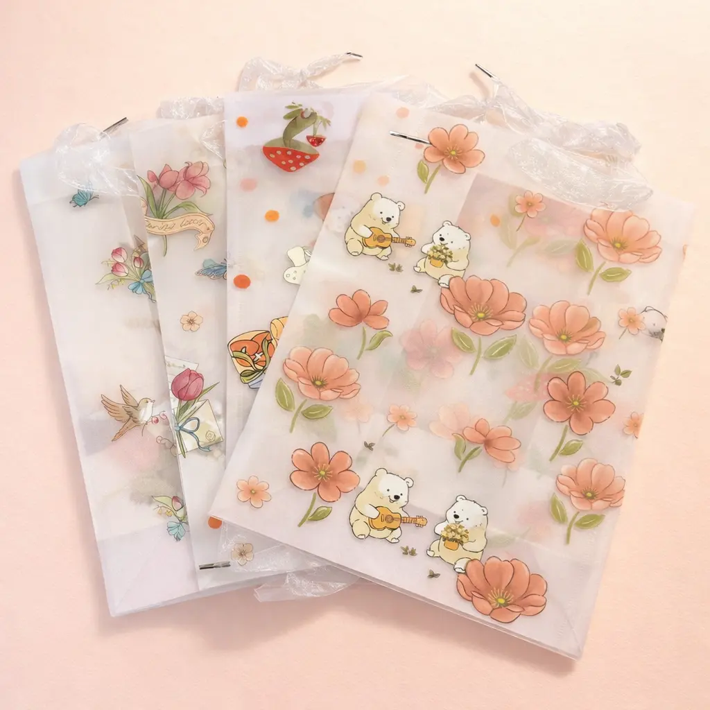 Bolsa de Regalo Transparente Flores y Osos