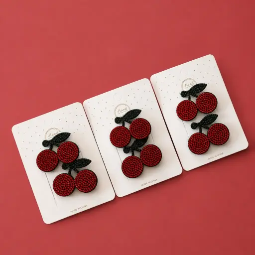 [EE25-2330] Pinche Cereza Brillo Set 2 Piezas