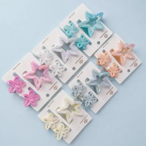 [EE25-2349] Set de Pinches Estrella y Flor Estrella Sakura