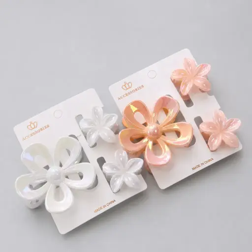 [EE25-2350] Set Pinches Flor Sakura Holográfica 3pcs 
