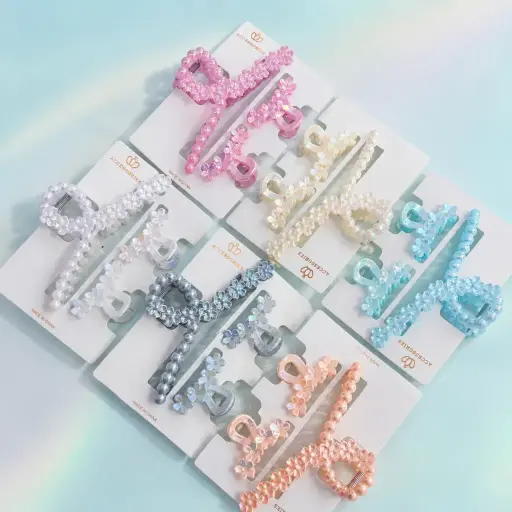 [EE25-2358] Set de 2 Pinches minis 1 grande con glitter 
