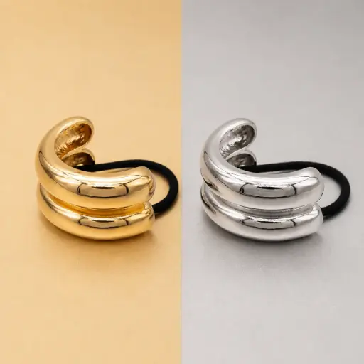 [EE25-2283] Colet Metálico Doble Curva Dorado y Plateado