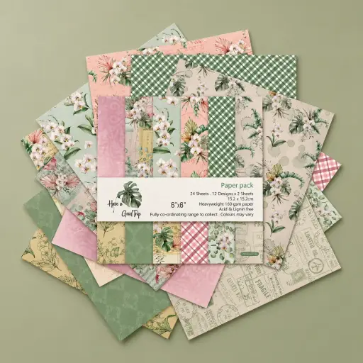 [EE26-219] Set de Papeles Decorativos Jardín Tropical Pastel