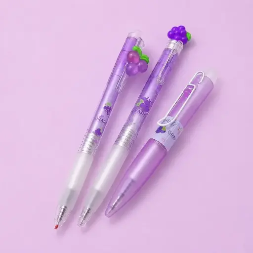[EE26-730] Set de 3 Lápices Uvas Kawaii 