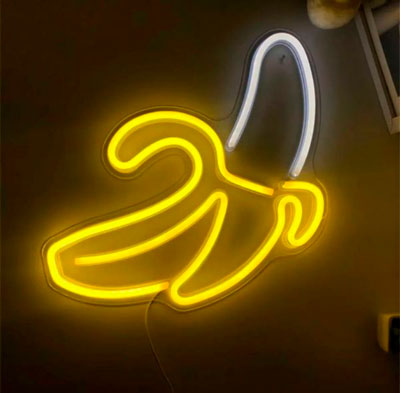 [RL-145] Cartel Led Forma Plátano Decorativo luz Cálida