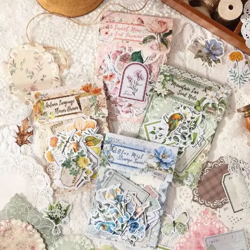 [EE26-560] Stickers Vintage Flores y Etiquetas 100 hojas 