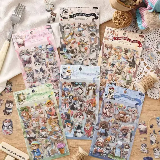 [EE26-600] Set de  4 pcs Stickers Mascotitas Cute