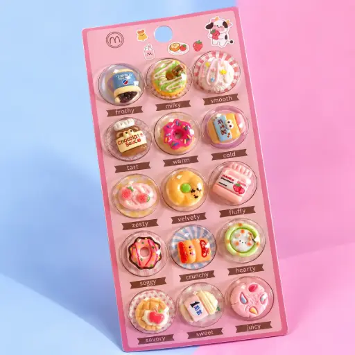 [EE26-701] Tarjeta de 15 Stickers 3D  kawaii