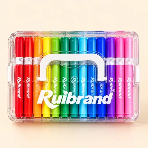 [EE26-705] Set de 24 Plumones de Colores con Maletín Transparente
