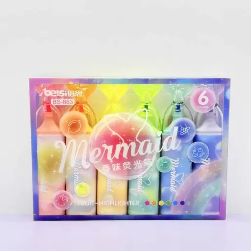 [EE26-741] Set de 6 Destacadores Sirena con Aroma a Frutas