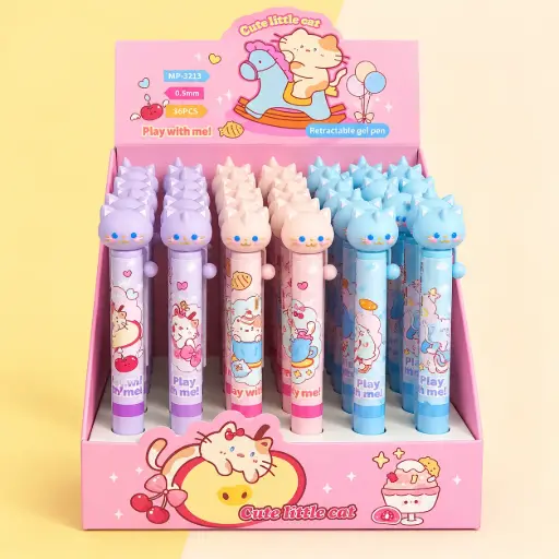 [EE26-790] Lápiz Gel Gatito Kawaii Tinta Azul  