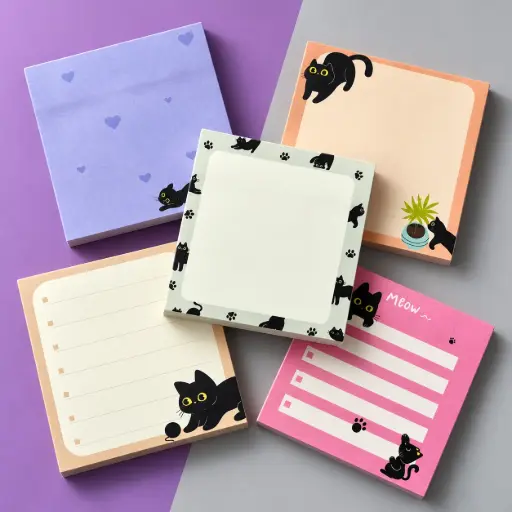 [EE26-834] Post-it Gatito Negro Diseños Surtidos