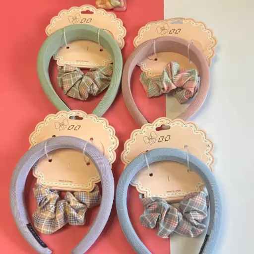 [EE25-1015] Set Diadema + Colet Pastel Rayado