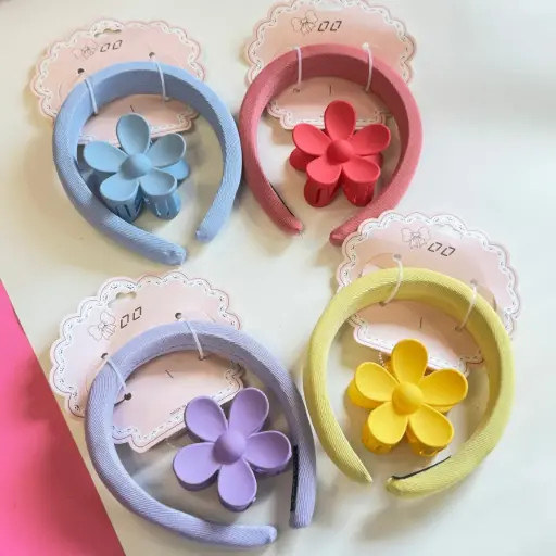 [EE25-1018] Set Diadema Pinche Flor 