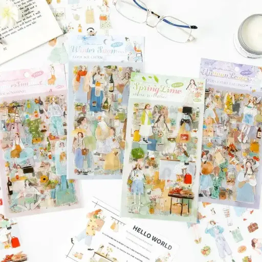 [EE25-1643] Stickers Mujer Vintage 6 pcs