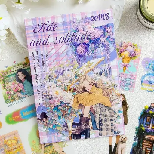 [EE25-1650] STICKERS FLORES Y VINTAGE SET DE 20 HOJAS