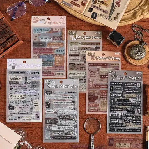 [EE25-1656] Set de 6 Stickers Letras Vintage