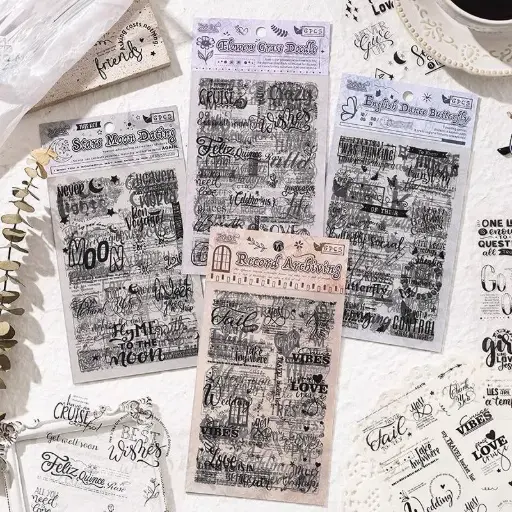 [EE25-1664] Stickers Letras Vintage Negras