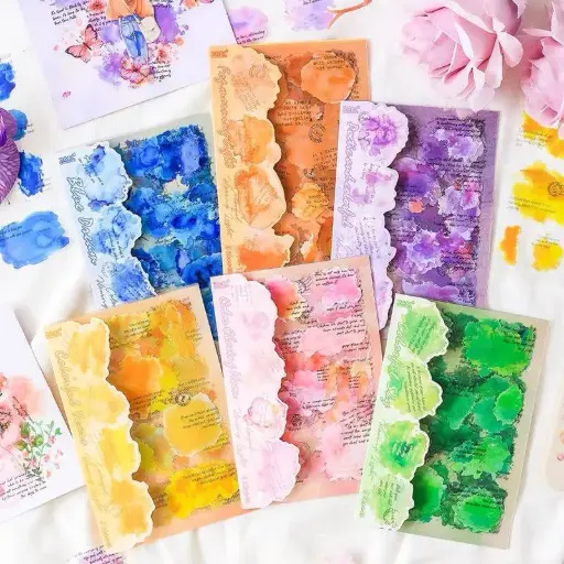 [EE25-1710] Stickers en Inglés con Manchas de Pintura