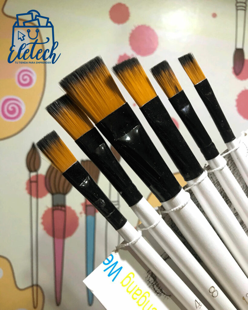 Set pinceles 6 para pintura Acrílica, Oleo