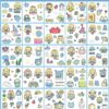 Set 25 Laminas stickers Muñeca Tonalidades Celeste