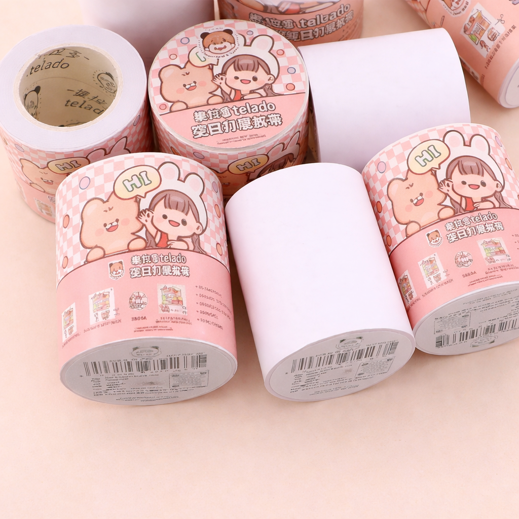 Rollo de Cinta adhesiva Blanca 5 mts para Stickers