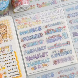 Set Sticker Adhesivo 10 Hojas Palabras en Ingles