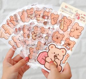 Set 10 hojas Sticker Ositos y Conejitos kawaii - Imagen 2