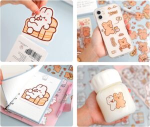 Set 10 hojas Sticker Ositos y Conejitos kawaii - Imagen 4