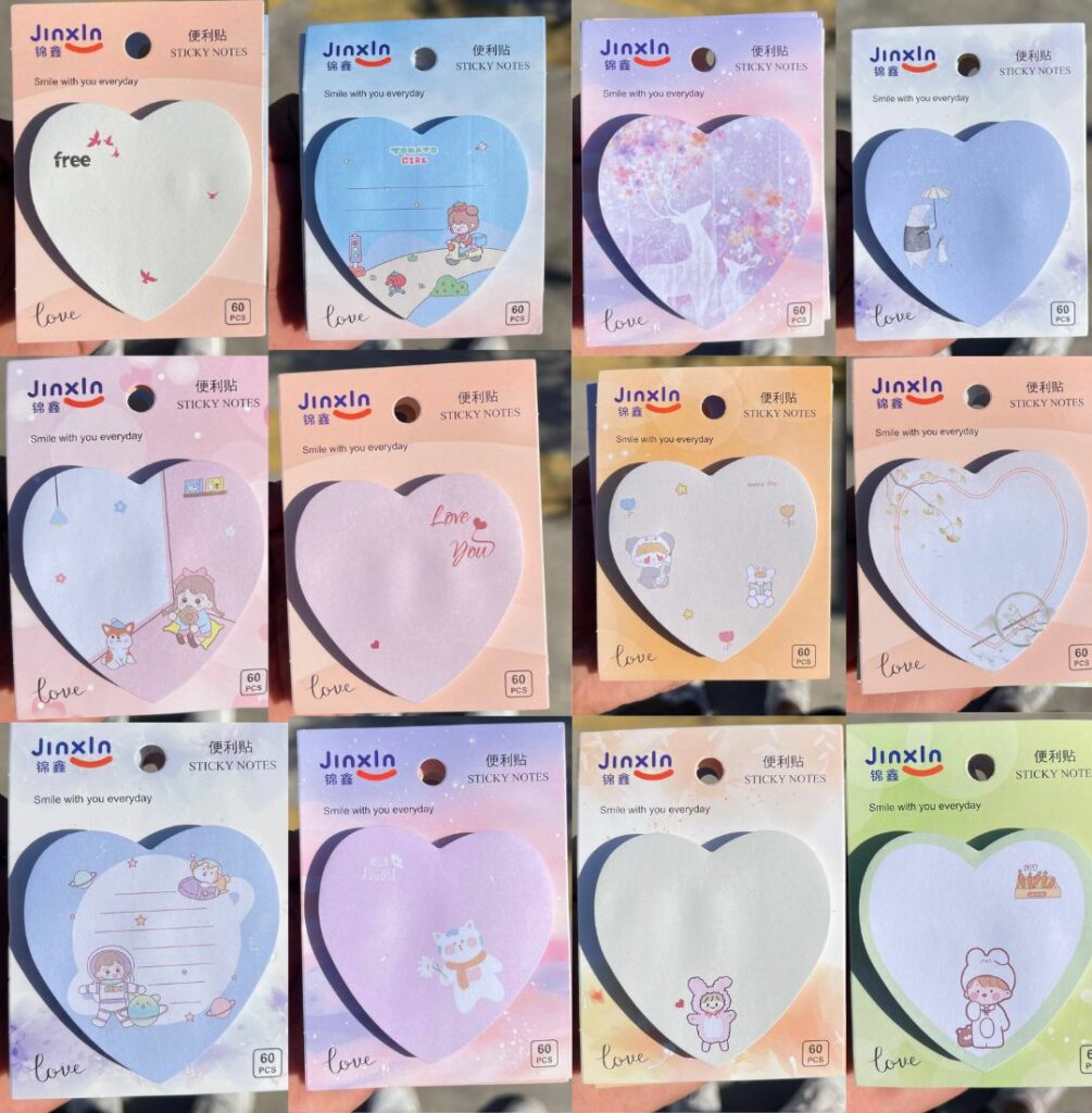 60 Post-it de Corazón Notas Adhesivas 12 modelos