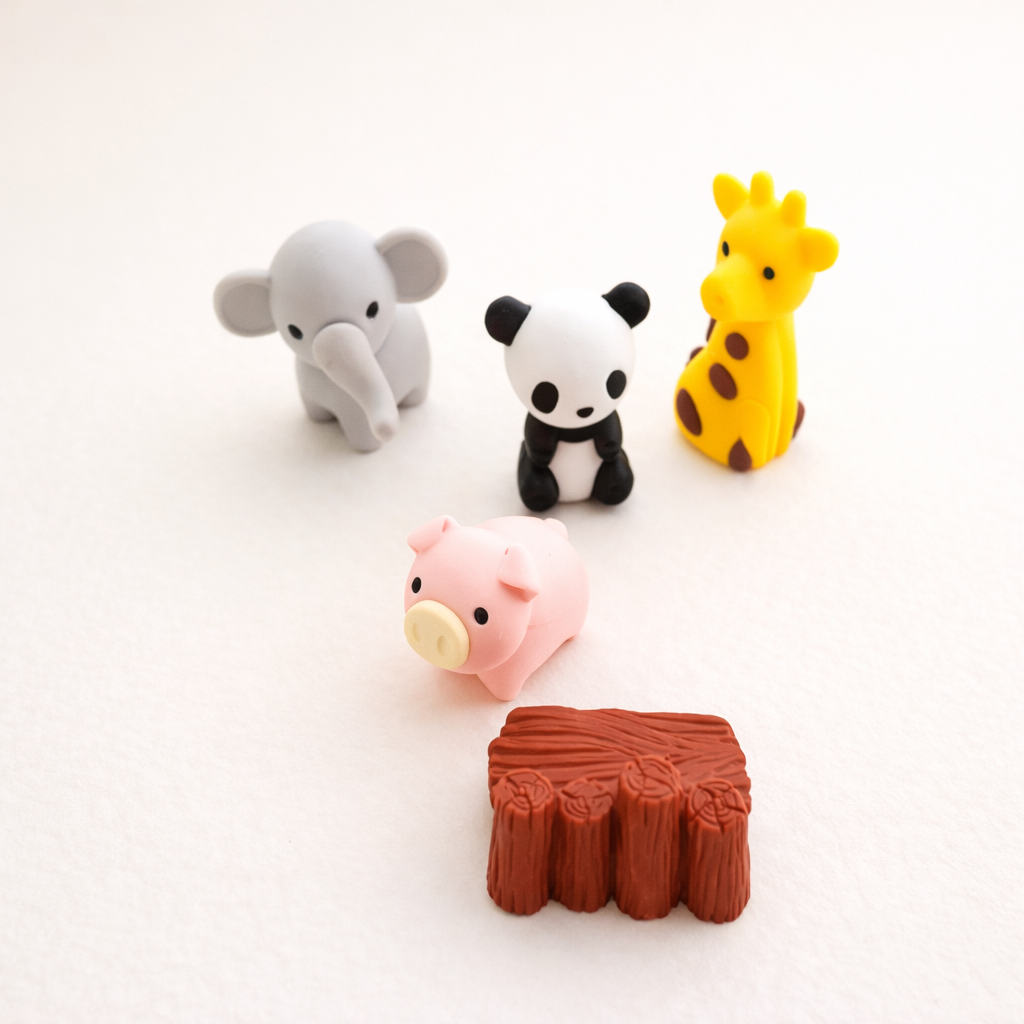 Mini Goma Animales kawaii desarmables 5 Diseños 1 Mini Goma Animales kawaii desarmables 5 Diseños