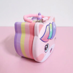 Alcancía Metálica Unicornio Kawaii con Candado - Imagen 3