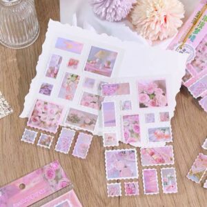 Set Pegatinas Flores Estilo Estampilla de correo - Imagen 2